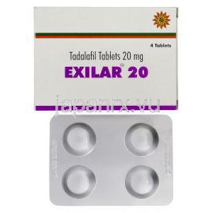 エクシラー Exilar, シアリス ジェネリック, タダラフィル 20mg, 錠