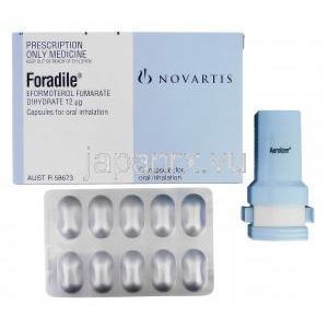 フォラディル Foradile, フォルモテロール（ホルモテロール）  0.012mcg (Australia) 吸入器・吸入カプセル