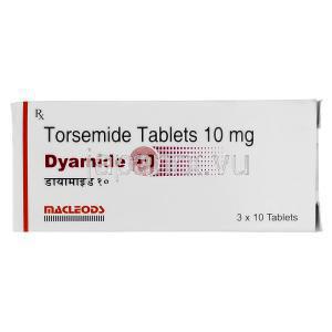 ダイアミド Dyamide, デマデックス ジェネリック, トラセミド  10mg 錠, 箱