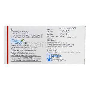 フェキシー Fexy, アレグラ ジェネリック, フェキソフェナジン 120mg 錠, 製造者情報