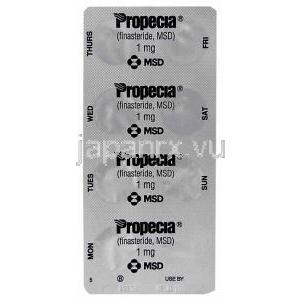 プロペシア（フィナステリド） 1 mg 錠 (MSD) 包装裏面