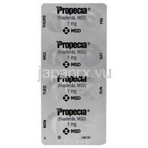 プロペシア（フィナステリド） 1 mg 錠 (MSD) 包装裏面