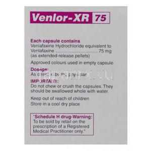 エフェクサーER Efexor XR, ベンラファキシン 75mg カプセル (Protec / Cipla)