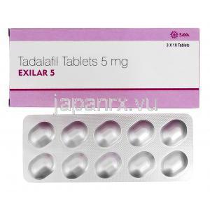 エクシラー Exilar, タダラフィル 5mg, 錠 箱