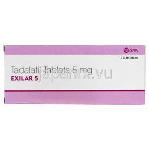 エクシラー Exilar, タダラフィル 5mg, 錠 箱
