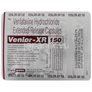 ジェネリック・エフェクサー 、ベンラファクシン150 mg