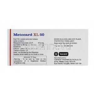 メトカード XL 50, ジェネリックロプレソール, コハク酸メトプロロール 50mg 成分と製造業者