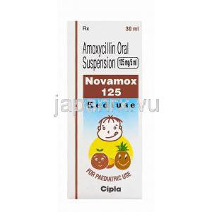ノバモックス125、ジェネリックパセトシンドライシロップ、アモキシシリン125mg/5ml　箱