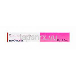 CoAprovel、ジェネリックアバライド、イルベサルタン150mg/ヒドロクロロチアジド12.5mg　箱横面