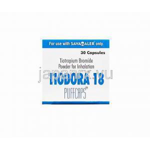 チオドラ18　Tiodora18、ジェネリックスピリーバ、チオトロピウム臭化物18mcg　箱ラベル