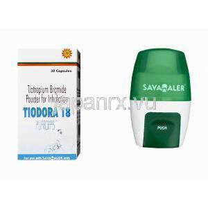 チオドラ18　Tiodora18、ジェネリックスピリーバ、チオトロピウム臭化物18mcg　箱と吸入器