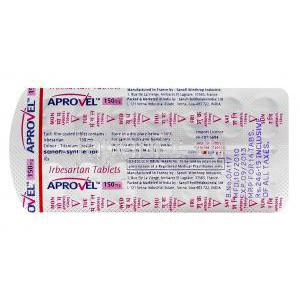 アプロベル150mg、イルベサルタン150mg　包装裏面情報
