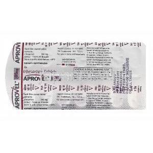 アプロベル300mg、イルベサルタン300mg　包装裏情報