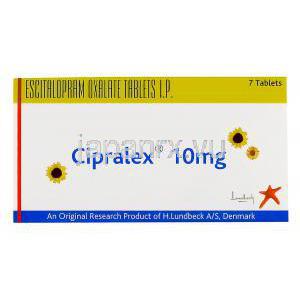 シプラレックス　Cipralex　10mg、エスシタロプラムシュウ10mg　箱