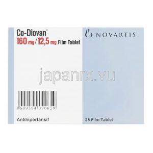 コディオバン Co-Diovan、バルサルタン160mg、　ヒドロクロロチアジド25mg　箱