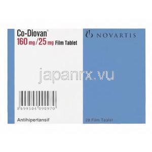 コディオバン Co-Diovan、バルサルタン160mg、　ヒドロクロロチアジド25mg　箱