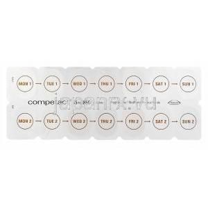 コンペ、ピオグリタゾン15mg / メトホルミン塩酸塩850mg　包装裏面