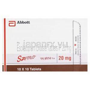 Szefalo スゼファロ、ジェネリックレクサプロ、エスシタロプラム20mg　箱