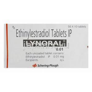 Lynoral　リノラル、エチニルエストラジオール0.01mg　箱