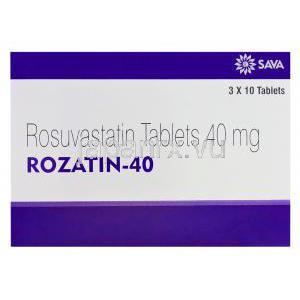 Rozatin-40　ロザチン、ジェネリッククレストール、ロスバスタチン40mg　箱