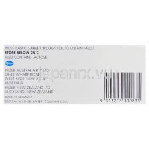 アキュプリル、キナプリル10mg　箱裏面