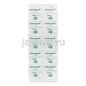 アキュプリル、キナプリル10mg　包装シート