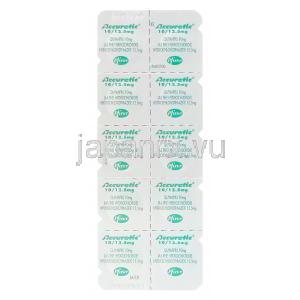 Accuretic　アキュレティック、キナプリル10mg　ヒドロクロロチアジド12.5mg 包装シート