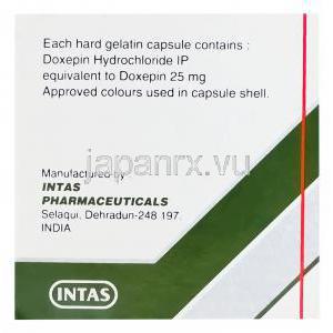 Doxin-25　ドキシン、ジェネリックシネクアン　Sinequan、ドキセピン25mg　製造会社