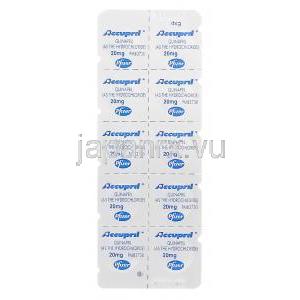 アキュプリル、キナプリル20mg　包装シート