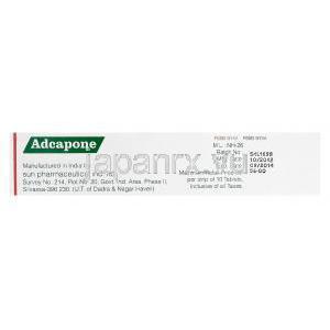 Adcapone　エドカポン、ジェネリックコムタン、エンタカポン200mg　製造情報