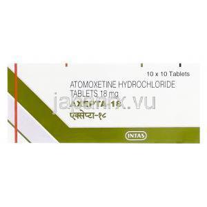 アゼプタ Axepta-18、ジェネリックストラテラ、アトモキセチン18mg　箱