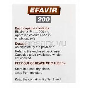 エファビール　Efavir、エファビレンツ200mg　箱面情報