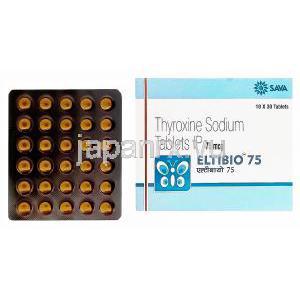 エルチビオ　75　Eltibio、ジェネリックシンスロイド　Synthroid、チロキシンナトリウム75mcg　