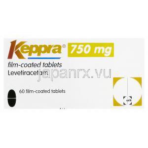 ケプラ　KEPPRA、レベチラセタム750mg　箱
