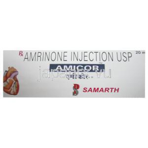 アムリノン （イノコール ジェネリック）, Amicor, 20ml 注射液 (Samarth) 箱