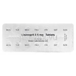 ジェネリックゼストリル、リシノプリル2.5mg　包装シート
