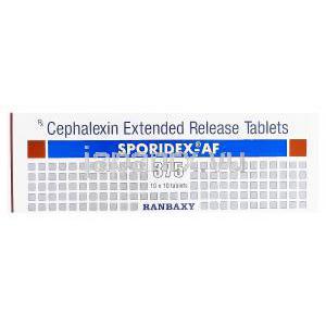 スポーリデックス　Sporidex-AF、ジェネリックケフレックス、セファレキシン375mg　箱