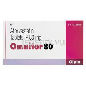 オムニトール80、ジェネリックリピトール、アトルバスタチン80mg　箱