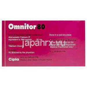オムニトール80、ジェネリックリピトール、アトルバスタチン80mg　箱裏情報