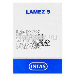 ラメズ　Lamez5、ジェネリックラミクタール、ラモトリジン5mg　製造番号