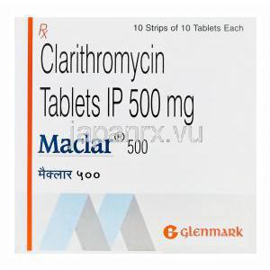 マックラー　Maclar500、Biaxln、クラリスロマイシン500mg　箱