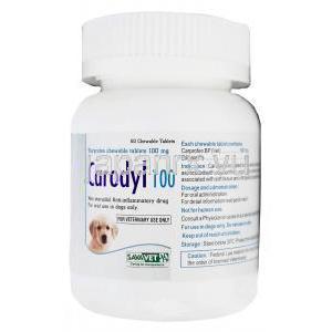 カロディル（カロダイル）　Carodyl100、カルプロフェンチュアブル錠100mg　ボトル