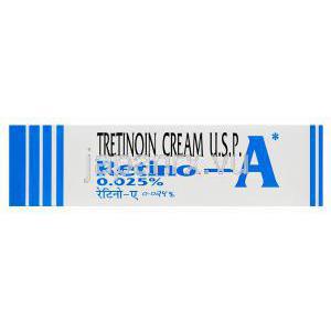 レチノクリーム、ジェネリックレチンA、トレチノイン0.025％20gm　箱横面