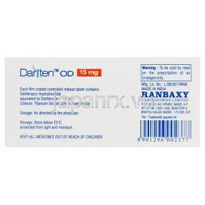 ダリテン　Dariten OD、ジェネリックエナブレックス　Enablex、ダリフェナシン　15mg　箱裏情報