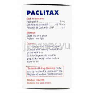 Paclitaxインジェクション、ジェネリックタキソール、5mlあたりパクリタキセル注射液30mg　