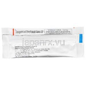 ノベロン　Novelon、デソゲストレル0.15mg/エチニルエストラジオール0.03mg　包装シート
