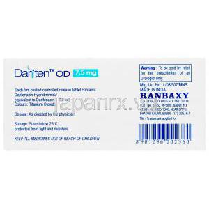 ダリテン　Dariten OD、ジェネリックエナブレックス　Enablex、ダリフェナシン7.5mg　箱裏情報