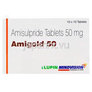 アミゴールド Amigold 50、ジェネリックソリアン Solian、アミスルプリド50mg　箱