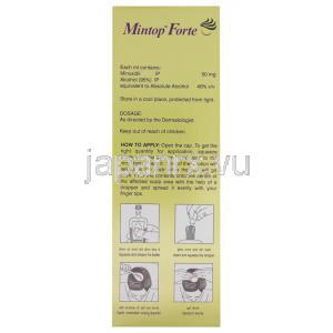 Mintop Forte, ジェネリック・ロゲイン,  ミノキシジル 5% 60ml (Dr Reddy) 液剤 使用説明書