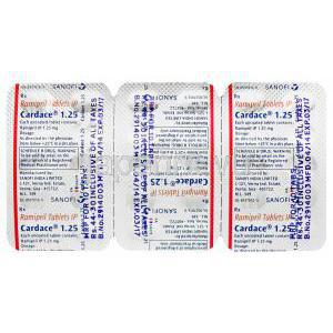 カルデース　Cardace、ラミプリル　1.25mg　包装裏面